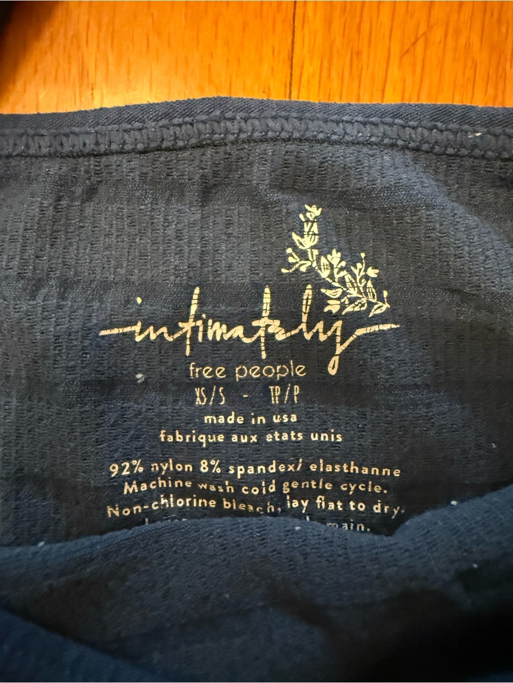 Free People Navy Ribbed Square Tank Top - Picture 2 of 5